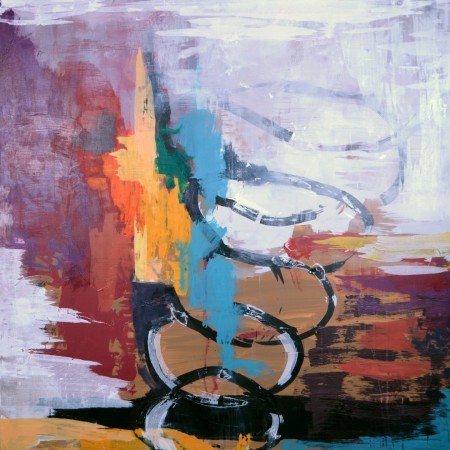 Cuadro abstracto del artista KONRAD. Pintura en acrílico en 150x150cm