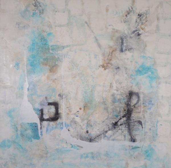 Obra abstracta de C.GRAU. Pintura en acrilico en 125x125 cm