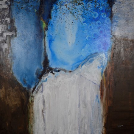 Obra abstracta de BAENA. Pintura en acrilico en 125X125cm