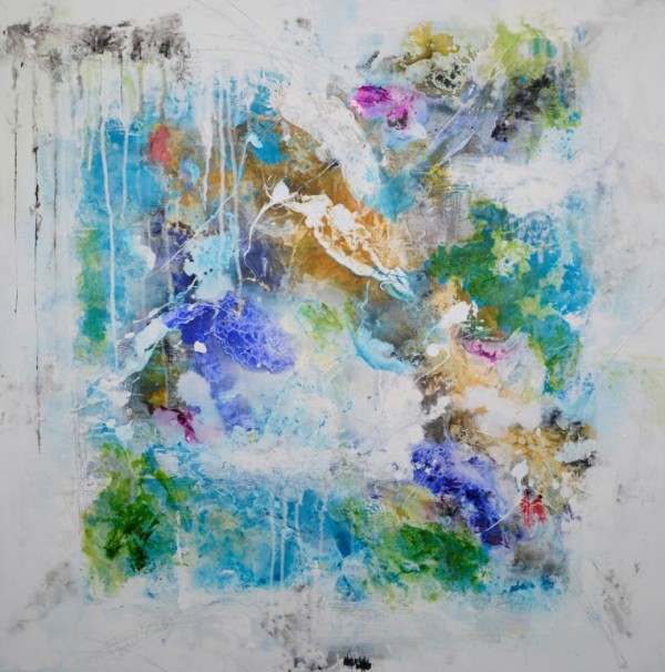 Cuadro abstracto del artista MARZAL. Pintura en acrílico en 125x125cm