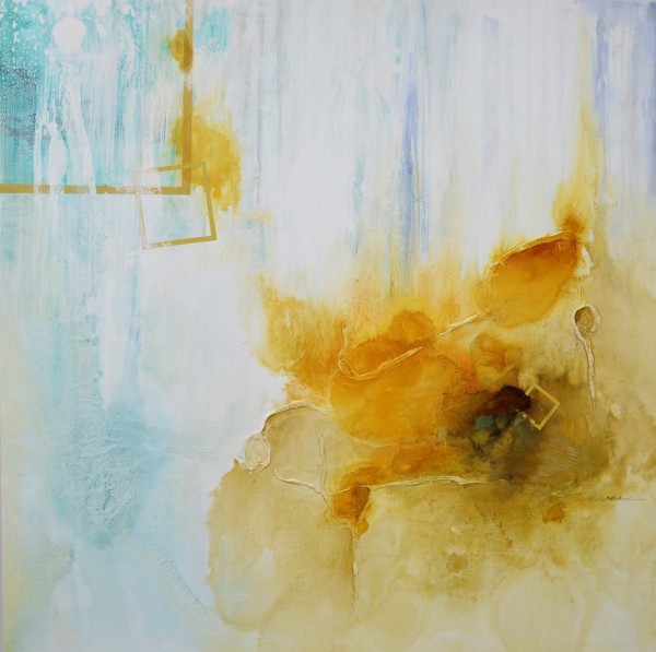 Obra abstracta de BAENA. Pintura en acrilico en 125x125cm
