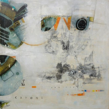 Cuadro abstracto del artista E.PONT. Pintura en acrilico en 125X125cm
