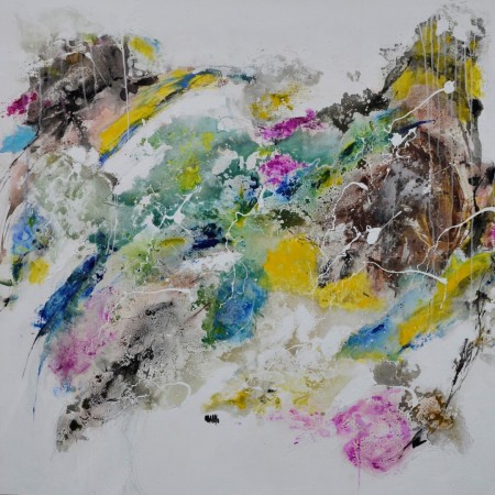 Cuadro abstracto del artista MARZAL. Pintura en acrílico en 150x150cm