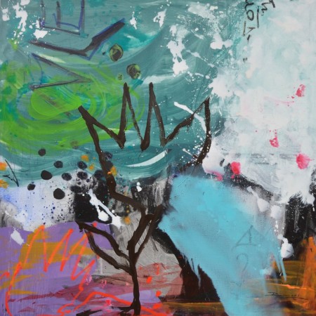 Cuadro abstracto del artista RAUL. Pintura en acrílico en 125x125cm